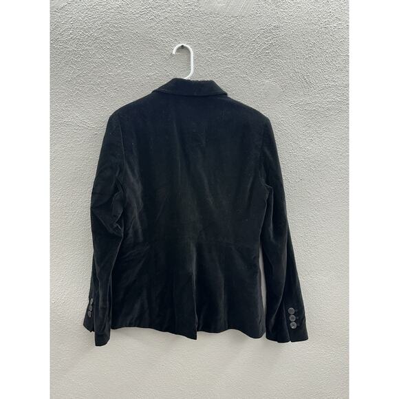 Banana Republic Womens Blazer Size 12 Black Velour Two Buton Up Lined Collared - Picture 9 of 13